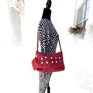 Chic Red Crochet Shoulder Bag